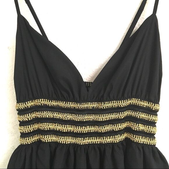 AKA Y2K black & gold tiered silk mini dress XS/S - Picture 4 of 9